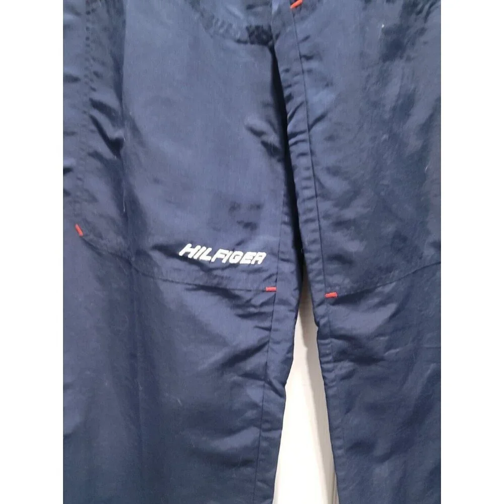 Tommy Hilfiger Track Pants Men's LARGE‎ Blue 100% Nylon Pockets Drawstring